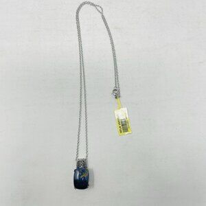 Shop LC Aurora Azurite Cushion/Diamond Pendant Necklace with 20in Chain 5188